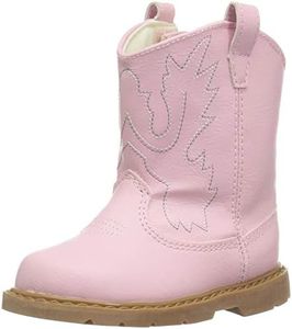 Baby Deer Round Toe Western Boot, Pink, 2 Toddler