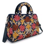 EVEDA Synthetic Leather Gorgeous Embroidery Stylish Design Shoulder Crossbody Hobo Women Handbag, Blue