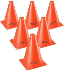 HCE 30cm Soccer Cones - 12" Football Training Cones - Sports Games Cones Pack of 6 Professional Durable High Visibility Agility Cones High-Quality Orange Vinyl Cone Markers for Kids and Adults