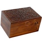 Hind Handicrafts Rosewood Top Engraved Wooden Cremation Urns for Human Ashes Adult - Handcrafted Funeral Memorial Ashes Urn - Large Columbarium Urn (250 LB - T1, Natural)