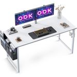 ODK Computer Desk 120 x 50 cm, Small Office Desk for Home Office with Storage Bag, Writing Study Desk for Small Spaces, PC Desks and Workstations, Easy Assembly, White