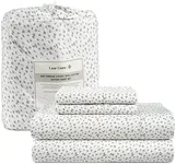 LANE LINEN California King Sheets Deep Pockets - 4 Pc Cal King Sheets Set, 450 Thread Count 100% Cotton Sheets California King, Cooling Sheets, Breathable California King Bed Sheets - Misty Dot