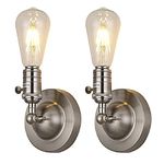 Britalia 2 Pack | Satin Nickel Vintage Retro Wall Light | 150mm x 120mm | Industrial Up or Down Indoor Wall Fitting | 1 x ES E27 Lamp Required (Not Included) | Can Be Used as Semi Flush Ceiling Light