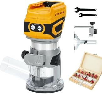 Cordless Brushless Compact Router Compatible with Dewalt 20V 60V Battery(Bare Tool),Palm Router with 5 Speed,28000RPM 600W, Fixed Base, 12PCS 1/4" Router Bits for Woodworking, Edge Trimming, Grooving