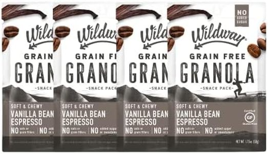 Wildway Keto Granola Snack Packs| Vanilla Bean Espresso | Grain-Free Certified Gluten-Free Cereal | Vegan, Low Carb & No Sugar Added | Paleo-Friendly, Non-GMO Fruit & Nut Clusters | 4 Pack