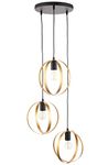 National Lighting Pendant Light Fitting - Height Adjustable Ceiling Pendant with Matt Black & Matt Gold Paint Finish - 3 Lamp Cascading Pendant for Kitchen or Dining - 3 x 10W LED E27 (Required)