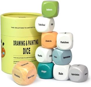 VTZH Drawing & Painting Art Dice Game for Artists-Teachers-Students, Solution to Artist's Bottleneck, Set of 10 Wooden Dice for Creative Inspiration in The Studio and Classroom - Gift for Artists.