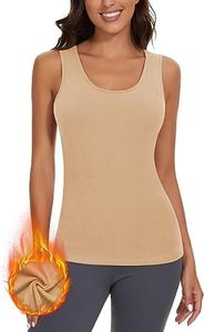 WOWENY Thermal Shirts for Women Base Layer Ultra Soft Fleece Lined Long Sleeve Top Thermal Underwear Winter Cold Weather, Sleeveless Nude, 3X-Large