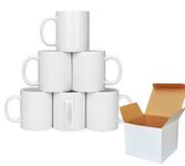 RelianceUK 6 Pack Plain White Sublimation Mugs Large Handle Coffee Cups Sublimation Blanks 11oz Heat Press Ceramic Printing Mugs, Personalized Mugs for Gifting Comes with Smash Proof Gift Box