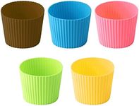 5pcs Assorted Colors Heat-resistant Silicone Nonslip Coffee Cup Sleeve,Resistant Reusable Glass Bottle Mug Cup Sleeve Protector Cover