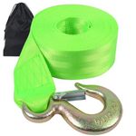 VEITHI Boat Winch Strap with Hook,Boat Trailer Winch Strap 2 inch x 20 Foot,Boat Winch Strap 10,000 lbs Breaking Strength 3300 lbs Boat Working Load Great for Boat, Truck Heavy Duty Equipment (Green)