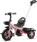 Lyefancy Kids Tricycle for 2-5 Years Old, Kids Trike with Basket and Removable Pedal, Toddler Tricycle 3 Wheel Bike Children Riding on Toys, for Boys Girls (Pink with Push Handle)