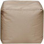 Gouchee Home Cube Brava Pouf Ottoman Foot Rest - Beige, Modern Square Bean Bag Chair with Water Repellent Fabric - Floor Pouf for Living Room, Bedroom or Patio - Foot Rest for Indoor and Outdoor