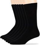 7BIGSTARS KINGDOM Men's Cotton Dress Socks - 6 Pack Large - Solid Casual Crew Lightweight Business Work Sock Size 10-13 Shoe 6-12 L Black