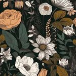 Kalafona Peel And Stick Wallpaper,Vintage Black Floral Wallpaper,Elegant Rose Leaf Removable Wall Paper,Self-Adhesive Wallpaper for Bedroom Bathroom,Renter Friendly Contact Paper,17.32"x118",CAVB09-3