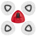 4Pcs Spin Mop Head Refills + 1 Mop Holder for Vileda, Mop Head Replacement for Vileda Easy Wring Mop Head Refill, Microfiber Triangle Replacement Pads, Easy Cleaning