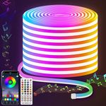 Lucienstar Led Rope Lights - 15M Flexible Led Neon Rope Lights Control with Remote/APP, IP65 Waterproof RGB neon Lights,Music Sync,Multiple Modes,led Rope Lights for Bedroom Outdoors Decor