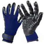 H HANDSON Pet Grooming Gloves - Patented #1 Ranked, Award Winning Shedding, Bathing, & Hair Remover Gloves - Gentle Brush for Cats, Dogs, and Horses (Blue, Small)