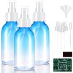 3 Pack 4 oz Blue Glass Spray Bottles, Small Glass Spray Bottle Fine Mist Refillable Sprayer Containers for Cleaning, Essential Oils, Perfume, Liquids, Aromatherapy