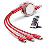 Combo Offer 3.0A Fast Charger Cord, Multiple Charging Cable 1.2m 3-in-1 USB Charge Cord Compatible with Phone/Type C/Micro USB for All Android and iOS Smartphones and One Mobile Stand