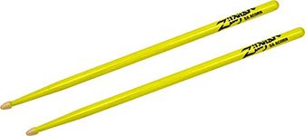 Zildjian Z5AACDGY 5A Hickory Drumsticks - Wood Acorn Tip - Neon Yellow