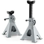 COSTWAY 2 Pack Axle Stand, 2 Tons Total Heavy Duty Ratchet Jack Stands with 27-42cm Adjustable Heights, Double Locking Design & Large Base, Car Support Lifting Stand for Vehicle Caravan