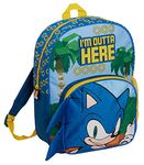 Sonic The Hedgehog Backpack For Kids Large School Bag Sega Gold Rings Travel Rucksack Sports Bag with Drinks Holder