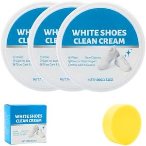 YTXOX White Shoe Cleaner Cream, Decontaminate Solid Paste with Sponge, MultiFunctional Sneaker Cleaner Removes Stains (3)