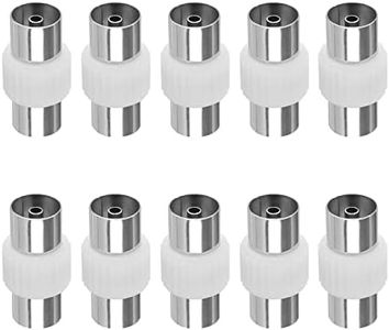 eMagTech 10PCS TV Aerial Coaxial Coupler Female to Female Antenna Adapter Nickel Plated TV RF Coaxial Connector Converter for 7mm Diameter Coaxial Cables