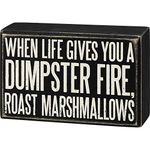 Primitives by Kathy 107454 Box Sign - Roast Marshmallows, 5.5x3.5 inches, Black, White