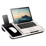 LAPGEAR Home Office Lap Desk - Left-Handed - with Mouse Pad, Device Ledge, and Phone Holder - White Marble - Fits up to 15.6 Inch Laptops - Style No. 91411