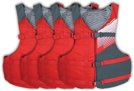 Stohlquist Fit Adult PFD Life Vest | Pack of 4 | Coast Guard Approved, Adjustable Size, Unisex, Lightweight, High Mobility, PVC Free Life Jacket - Value Pack