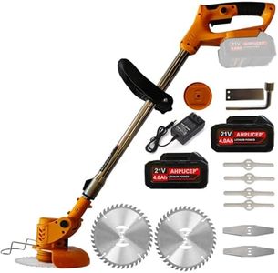 Weed Wacker Cordless Brush Cutter Battery Powered with 2Pcs 36Tv 4A Battery,Stringless Weed Eater Electric Brush Cutter with 9Blades,Weed Trimmer for Lawn,Garden,Yard,Bush Trimming&Pruning,Lightweight