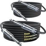 Guitar Cable 10 ft 2 Pack, Kevlar-Reinforced Nylon Braided 1/4 Instrument Cable, 20 AWG, OFC, Unbalanced TS Quarter Inch Electric Guitar Cord, Bass Guitar AMP Cord with Rean Connectors from Neutrik