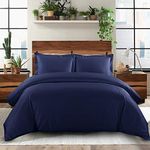 Royal Hotel's Solid Navy 550-Thread-Count 3pc Full/Queen Duvet-Cover 100-Percent Cotton, Sateen Solid