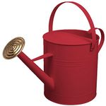 CrazyGadget Garden Plant Flower Colour Galvanised Metal Steel Watering Can 9L 9 Litre / 2 Gallon with Brass Rose (Red)