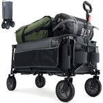 TIMBER RIDGE Festival Trolley on Wheels with Adjustable Handle, 135L Collapsible Wagon Cart for Camping Outdoor Picnic Beach Garden, Heavy Duty Foldable Hand Truck, Large Capacity, Grey