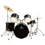 Kadence Acoustic Professional Drum Kit (5 Piece Complete) Full -Size Drumset with Cymbals (Matt Black)