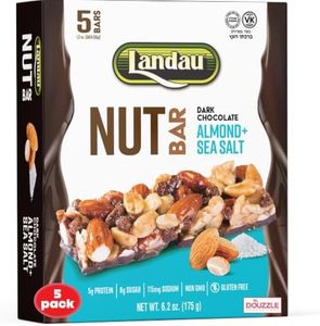 DOUzzle Kosher, Dark Chocolate Nut Bars with Almonds & Sea Salt (6.2 Ounce, 5 Count) Gluten Free Non-GMO Snack Bars
