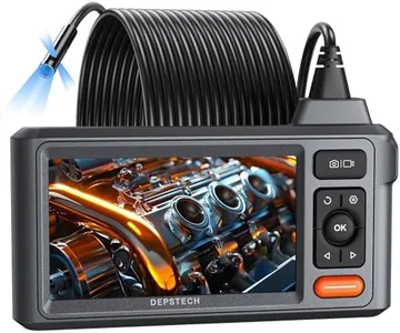 DEPTECH 50ft Sewer Camera, 1080P HD Triple Lens Borescope, 5" IPS Screen Endoscope Camera with Light, IP67 Waterproof Drain Pipe Camera, Plumbing Snake Inspection Camera with 32G Card, Carry Case