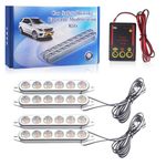 Teguangmei 4 in 1 Emergency Strobe Grille Lights with Flash Controller 12-24V 4x6-LED High Lighted Warning Hazard Flashing Light for Vehicles 12 Modes Strobe Lights Kit for Trucks Car ATV RV Van