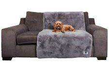 Pet Rebellion Faux Fur Sofa Protector Cover – Large 100x170 cm Non-Slip, Absorbent, Machine Washable Furniture Protection for Dogs & Cats (Grey)