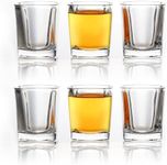 QUAFFER Square Shot Glasses Heavy Base 2oz – Modern Shot Glass – Classic Whisky Vodka Tequila Sherry Brandy Cordial Mini Snifters Glasses - Perfect for Parties, Bars, Events, Home Bar