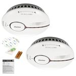 Smoke Alarm, Fire Alarm Smoke Detector with LED Indicator& Test/Silence Button,Replaceable Battery,Conforms to EN14604 Standard,Sound and Flash Alarm 85dB for Home (Standalone 2 Pack)