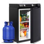 SMETA Gas Fridge, 3 Way Fridge Camping 60L for Campervan, Caravan, Truck, Motorhome, RV, 12V/240V/Gas, Super Quiet, Absorption, Reversible Door, 0℃-10℃, Black