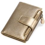 SENDEFN Women's RFID Blocking Leather Small Compact Bi-fold Zipper Pocket Wallet Card Case Purse with ID Window