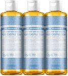 Dr. Bronner’s - Pure Castile Liquid Soap 3 Pack - Organic Oils - Vegan Gentle Skin Care - Baby Unscented - (3x237ml)