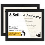 Americanflat 8.5x11 Picture Frame in Black - Set of 2 - Use as Diploma Frame or Certificate Frame with Shatter-Resistant Glass - Hanging Hardware and Easel Included for Wall and Tabletop Display