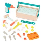 B. toys – Toy Tool Box – Wooden Toolbox & Accessories – Carpenter Set for Kids – Play Set with Drill, Hammer, Screwdriver & More – 3 Years + – Fix ‘n’ Play Kit