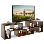 Tangkula 3 Pieces Console TV Stand, Free-Combination Entertainment Center for 50 55 60 65 Inch TV, Minimalist Modern TV Table Media Stand, DIY Open Storage Bookcase Shelf for Living Room (Brown)